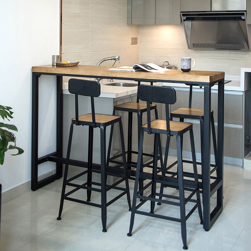 1/5 piezas Mesa de mesa de pub rectangular industrial de la mesa de madera con taburetes altos