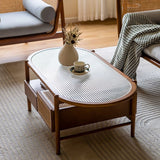 Modern Oval Glass Top Coffee Table with Shelf and 4 Drawers Cocktail Table Clearhalo 'Coffee & Accent Tables' 'Coffee Tables' 'coffee_tables' 'furn' 'furn_coffee_tables' 'Furniture' 'Living Room Furniture' 1200x1200_939517e5-b5e0-4ef8-925f-01ef2191c95c