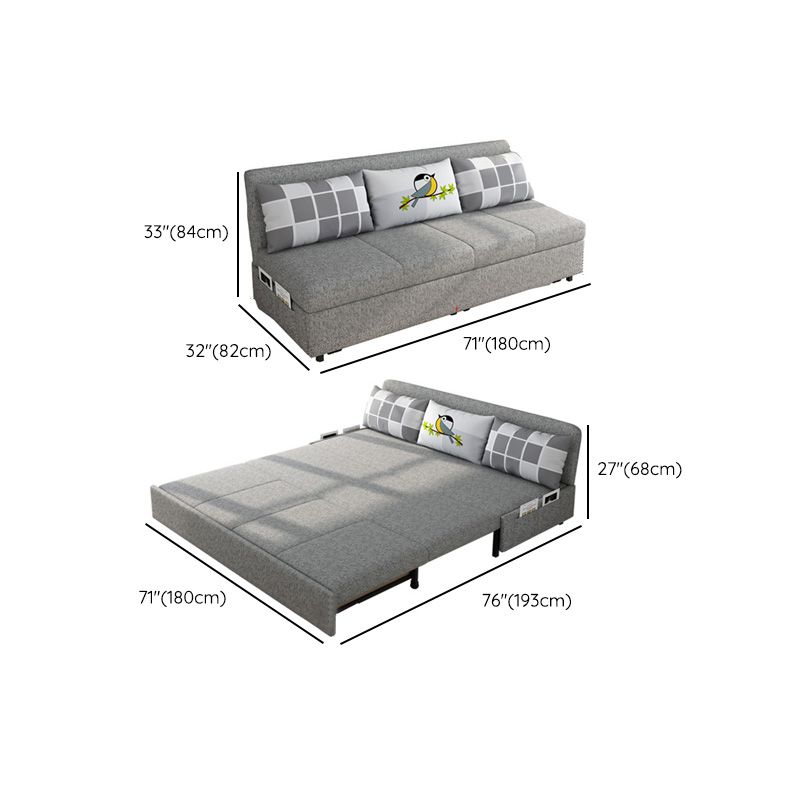 Tissu contemporain futon et matelas, canapé-lit de stockage en gris