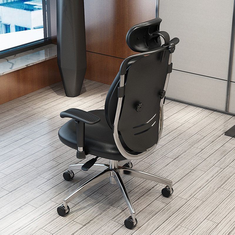 Contemporary Office Chair Leather Computer Chair Ergonomic Task Chair Clearhalo 'furn' 'furn_office_chair' 'Furniture' 'Office Chairs' 'Office Furniture' 'office_chair' 1200x1200_9398ac88-e115-4ba8-af45-de8deb4cc444