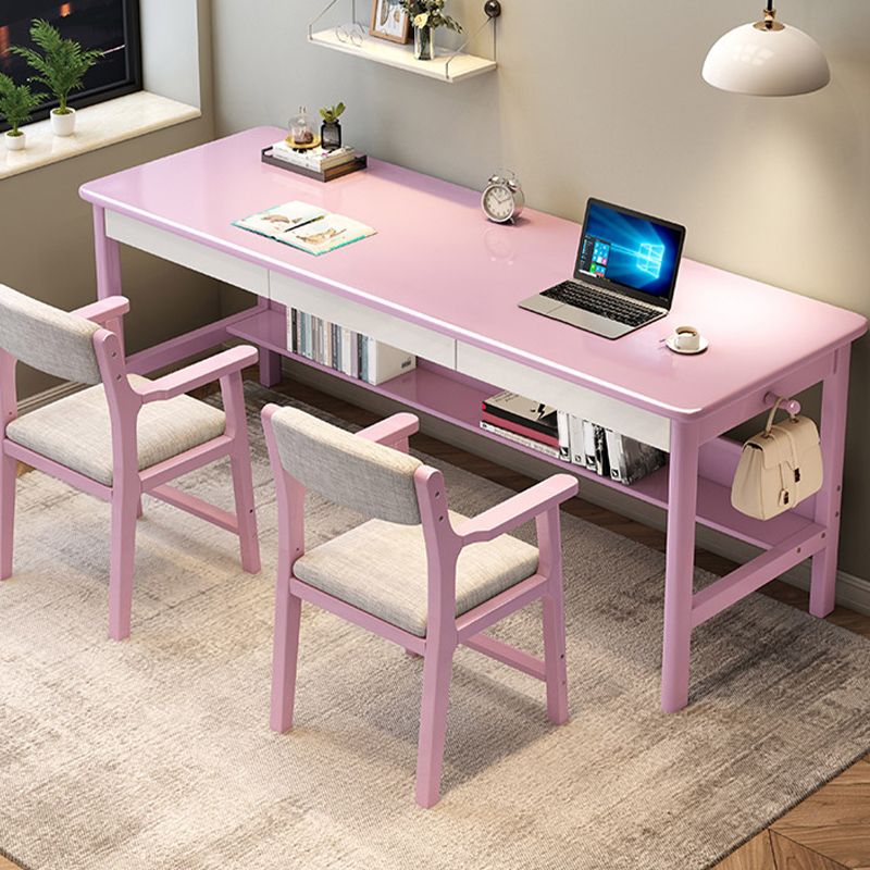 Solid Wood Rectangle Writing Desk Modern 29.53" Tall Office Desk with 3 Drawers Clearhalo 'furn' 'furn_office_desk' 'Furniture' 'Office Desks' 'Office Furniture' 'office_desk' 1200x1200_939af1a6-1a56-455e-8bcb-8056ea8d52a1