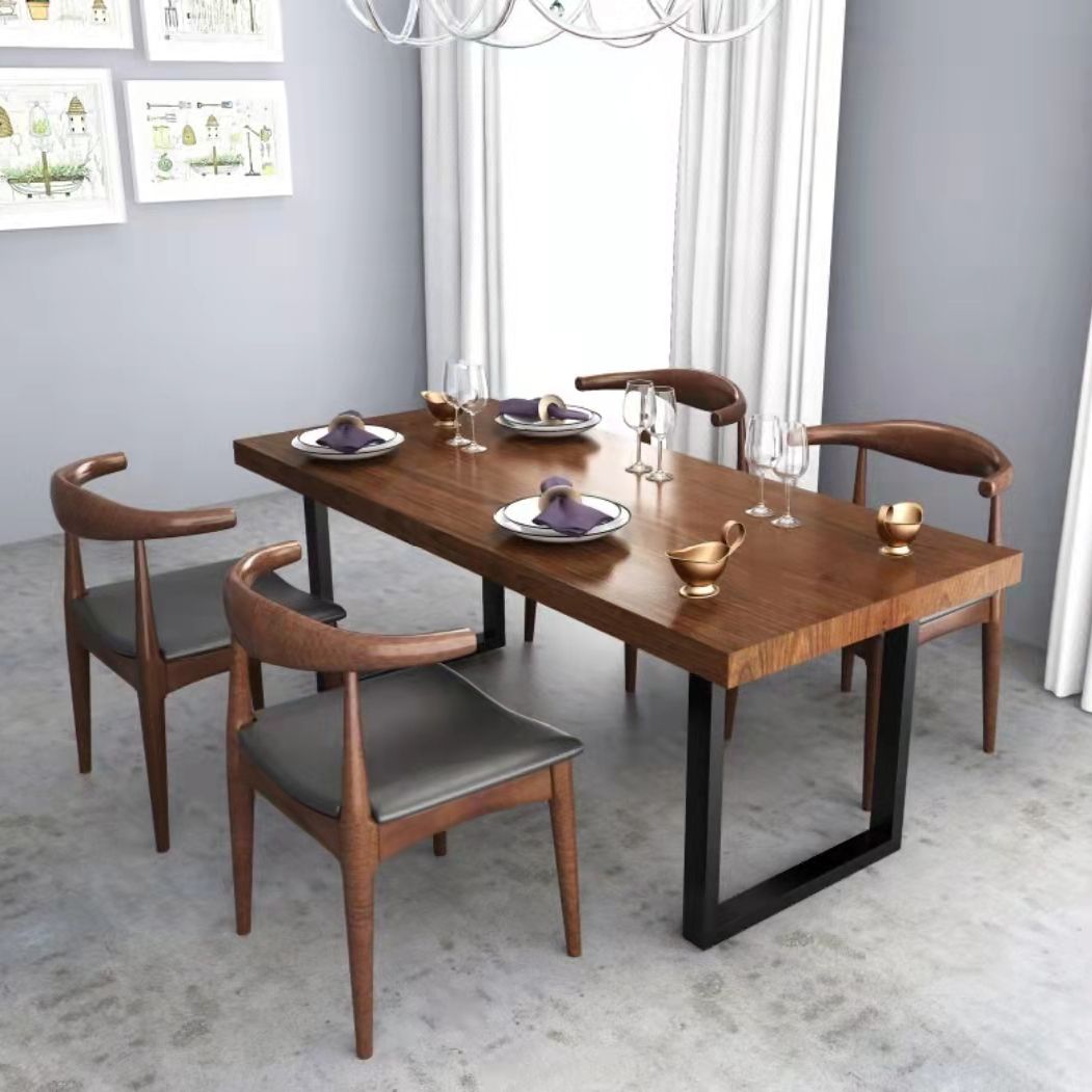 Rectangular Wood Dining Set for Kitchen 1/2/5 Pcs Industrial Brown Dinette Set Clearhalo 'Dining Room Sets' 'Dining Tables & Seating' 'dining_room_set' 'furn' 'furn_dining_room_set' 'Furniture' 'Kitchen & Dining Furniture' 1200x1200_939b1741-c496-4293-ae7d-aa78579b1261