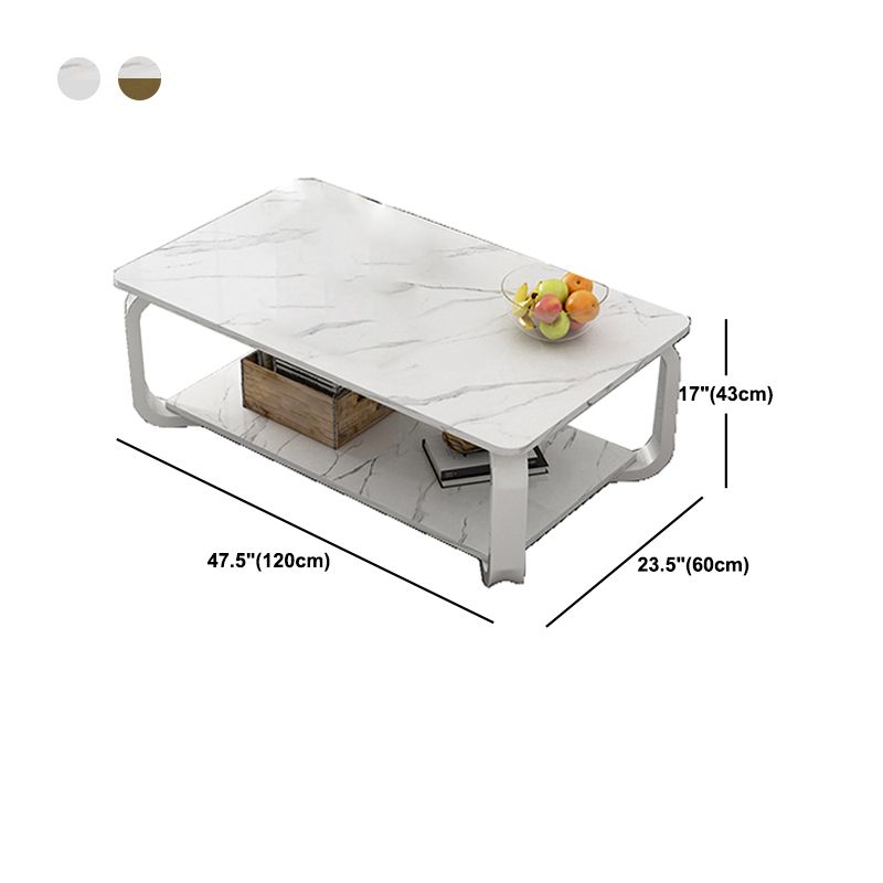 Glam Coffee Table with Cross Legs and Storage Shelf Cocktail Table Clearhalo 'Coffee & Accent Tables' 'Coffee Tables' 'coffee_tables' 'furn' 'furn_coffee_tables' 'Furniture' 'Living Room Furniture' 1200x1200_939f64d8-259a-4481-aa91-3851be03ef88
