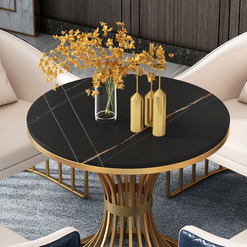 Traditional Luxury Round Dining Table Matte Finish Stone Top Dinette Table for Home Clearhalo 'Dining Tables & Seating' 'Dining Tables' 'dining_table' 'furn' 'furn_dining_table' 'Furniture' 'Kitchen & Dining Furniture' 1200x1200_939fae46-1e6d-4986-830a-a355a37840bf