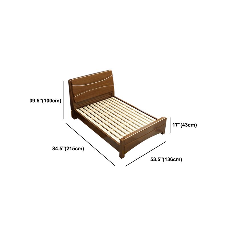 84.65 inch Wide Traditional Bed Frame Rubberwood Standard Bed with Headboard