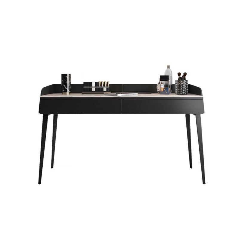 Contemporáneo de tocador de piedra Set 2 Cajones de almacenamiento con taburetes - 33.46 "H