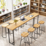 Modern Solid Wood Bistro Accent Dining Table Rectangle Bar Table in Natural Clearhalo 'Bar Furniture' 'Bar Tables' 'bar_tables' 'furn' 'furn_bar_tables' 'Furniture' 'furniture_bar_tables' 'Kitchen & Dining Furniture' 1200x1200_93a51269-e16c-4be9-aad4-e35eaabdfd76