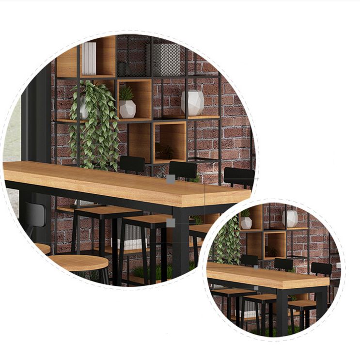 Pine Wood Bar Table Industrial Bar Dining Table with Trestle Base in Black Clearhalo 'Bar Furniture' 'Bar Tables' 'bar_tables' 'furn' 'furn_bar_tables' 'Furniture' 'furniture_bar_tables' 'Kitchen & Dining Furniture' 1200x1200_93a51a60-f1f1-4f4a-a03a-fc3b474bb039