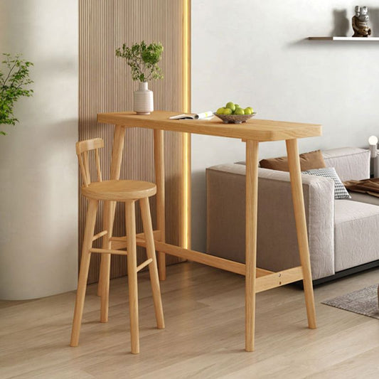 Tavolo da bar naturale industriale tavolo da barra in legno massiccio con base di cavalletto