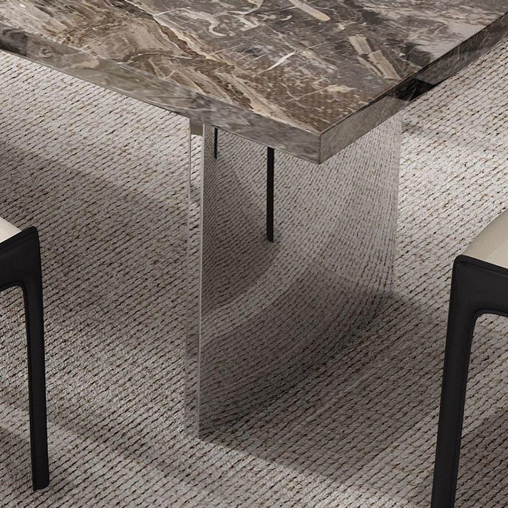 Juego de mesa de comedor marrón brillante 1/4/5/7 PCS Juego de comedor con sillas de cuero falso