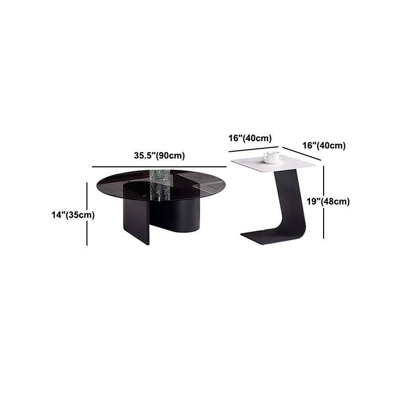 テンペレッドガラストップカクテルテーブルリビングルーム用のコーヒーテーブルラウンドテーブル