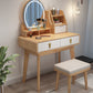 Scandinavian Dressing Table Solid Wood Vanity Makeup Table Set with 3 Drawers