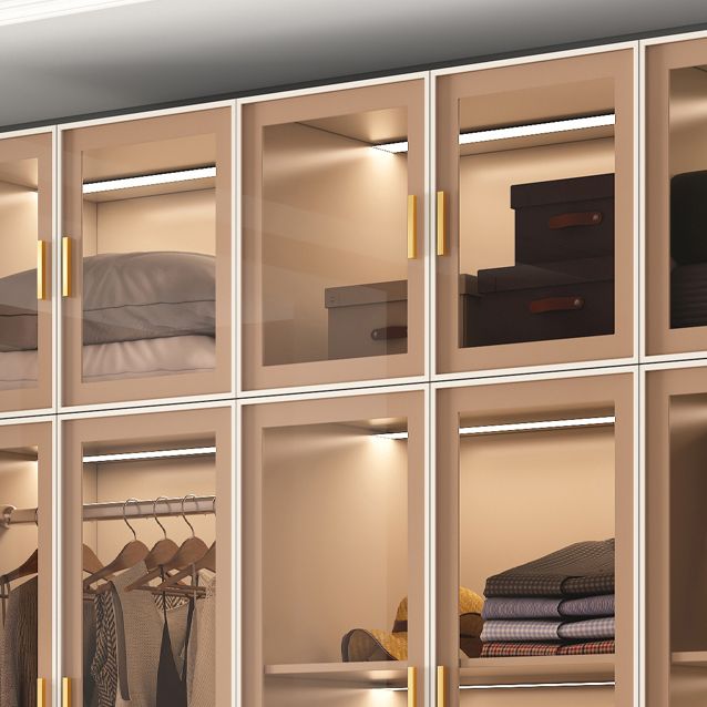 Clear Glass Door Storage Cabinet Contemporary Hinged Door Wardrobe for Home