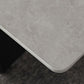 Table de salle à manger rectangulaire, plateau moderne en pierre grise avec base en métal noir