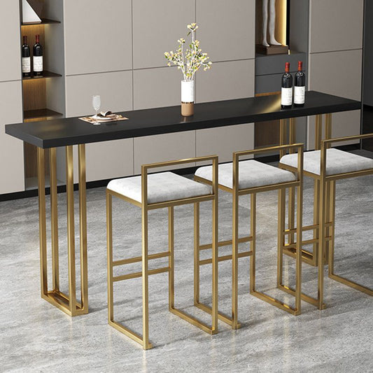 Contemporary Gold Event and Cocktail Table Wood Sled Rectangle Counter Table Clearhalo 'Bar Furniture' 'Bar Tables' 'bar_tables' 'furn' 'furn_bar_tables' 'Furniture' 'furniture_bar_tables' 'Kitchen & Dining Furniture' 1200x1200_93b08e8b-190b-4fdb-a274-4a2248a0f8bb