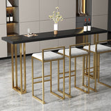 Contemporary Gold Event and Cocktail Table Wood Sled Rectangle Counter Table Clearhalo 'Bar Furniture' 'Bar Tables' 'bar_tables' 'furn' 'furn_bar_tables' 'Furniture' 'furniture_bar_tables' 'Kitchen & Dining Furniture' 1200x1200_93b08e8b-190b-4fdb-a274-4a2248a0f8bb