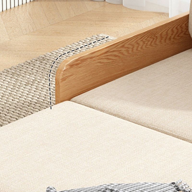 リネンブレンドとソリッドウッドの現代布団スリーパーソファベッド