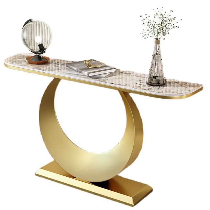 Glam Stone Console Accent Table Metal Console Sofa Table for Hall