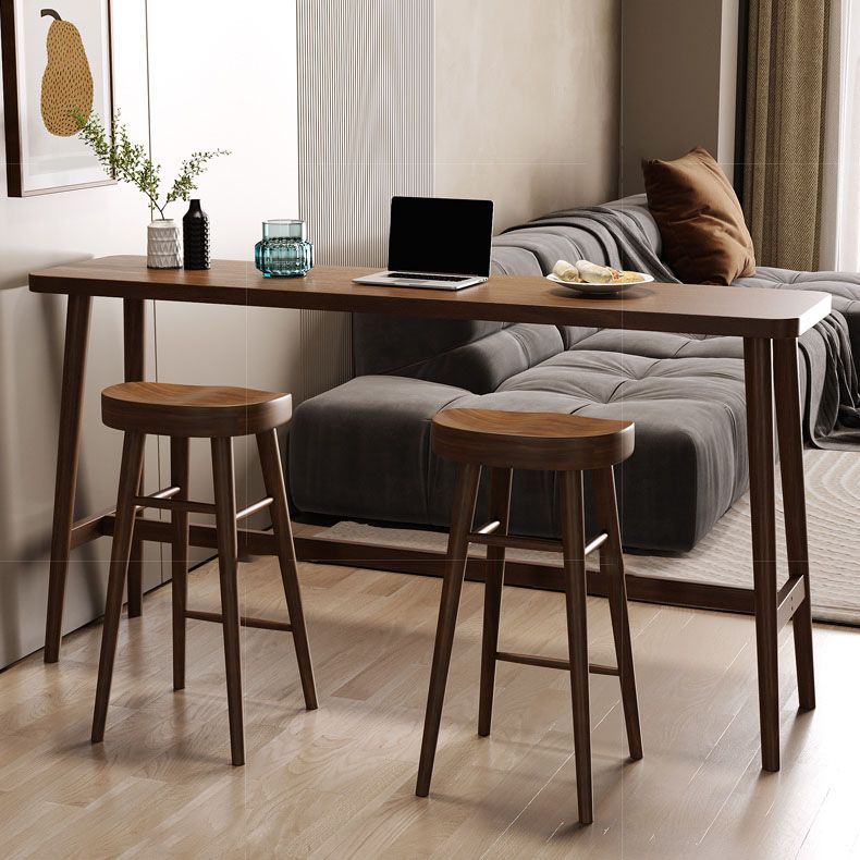 Scandinavian Dining Stools Solid Wood Bar Stools with Footrest