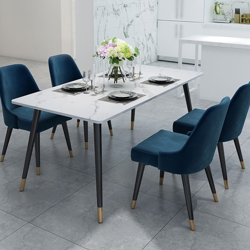 Stone Top Rectangle Dinette Table Traditional Luxury Metal Tripod Base Dining Table Clearhalo 'Dining Tables & Seating' 'Dining Tables' 'dining_table' 'furn' 'furn_dining_table' 'Furniture' 'furniture_dining_table' 'Kitchen & Dining Furniture' 'kitchen' 'kitchen_dining_table' 1200x1200_93b58f8d-1a92-48a5-acbc-0438822505f5