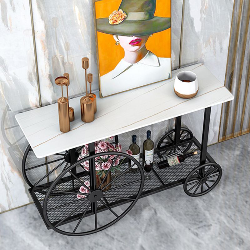 Tavolo da console a ruota alta 30,32 "Tavolo di accento in pietra con 2 ripiani