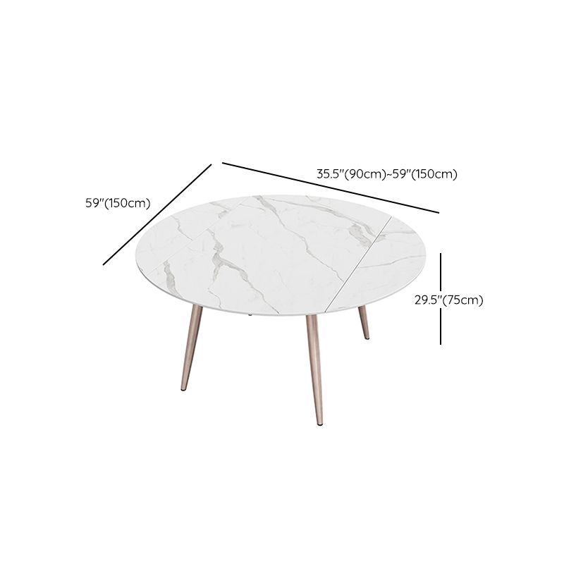 Metal and Slate Table Contemporary Style Home Retractable Round Dining Table Clearhalo 'Dining Tables & Seating' 'Dining Tables' 'dining_table' 'furn' 'furn_dining_table' 'Furniture' 'Kitchen & Dining Furniture' 1200x1200_93b62b92-f37a-4f25-bad7-257285c3193e
