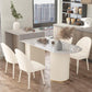 Metal Contemporary White Dining Table Marble Top Table with Double Pedestal Clearhalo 'Dining Tables & Seating' 'Dining Tables' 'dining_table' 'furn' 'furn_dining_table' 'Furniture' 'furniture_dining_table' 'Kitchen & Dining Furniture' 'kitchen' 'kitchen_dining_table' 1200x1200_93b64691-a18a-42d7-84fe-3a0e0ec1da6c