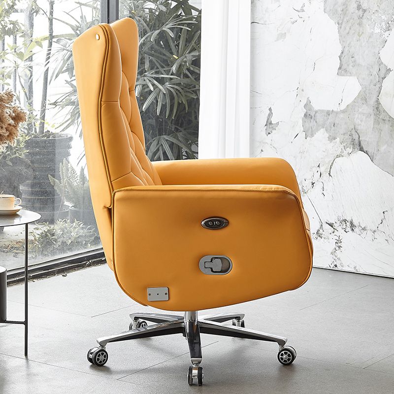 Contemporary Genuine Leather Recliner Chair with Swivel Base Clearhalo 'Chairs & Seating' 'furn' 'furn_recliners' 'Furniture' 'Living Room Furniture' 'Recliners' 1200x1200_93b7ab89-1814-4f8f-b9aa-a1882c50cde6