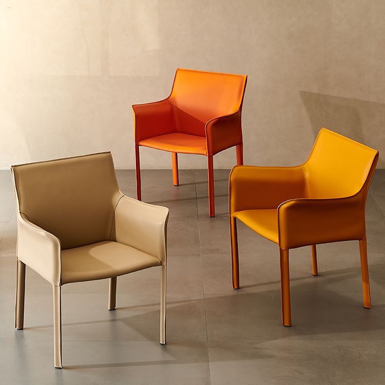 Silla de comedor de brazo moderno de cuero de cuero de la espalda baja de la espalda lateral