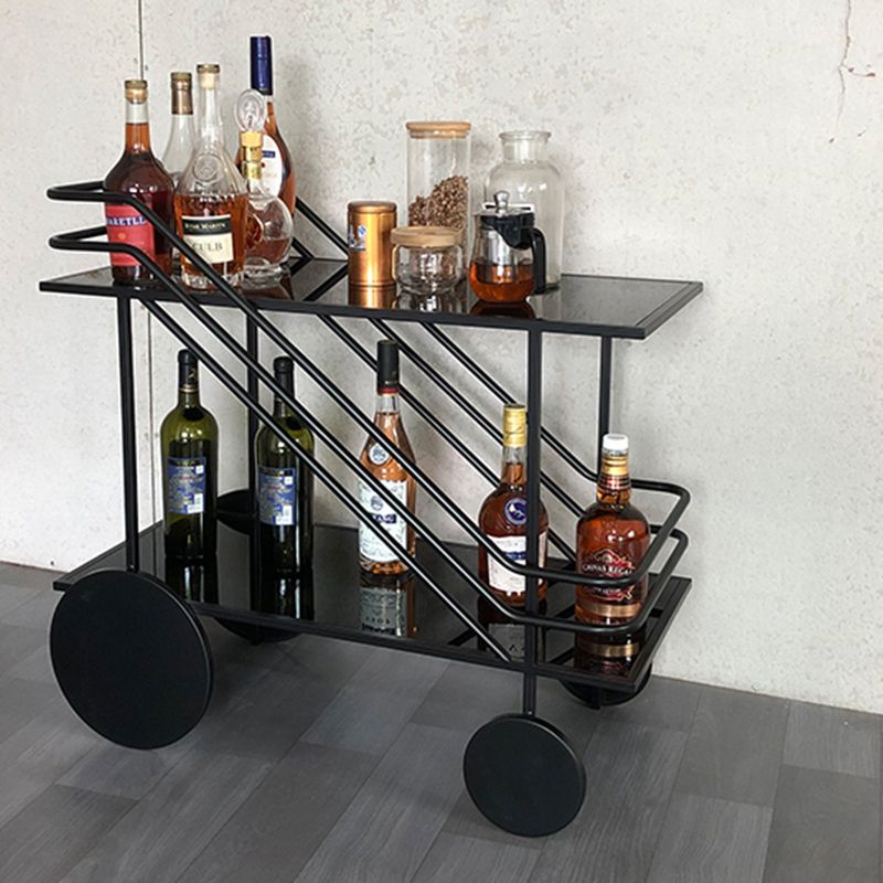 Table de préparation moderne en verre roulant ouvrir un chariot de cuisine rectangulaire