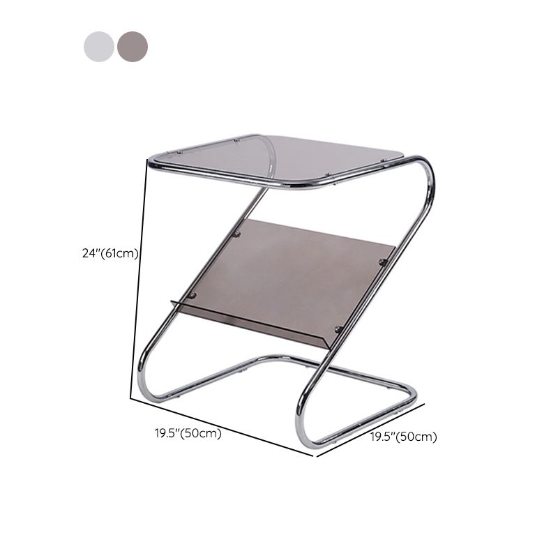 Mesa de vidrio de vidrio Top de la mesa de base abstracta de metal con soporte de revista