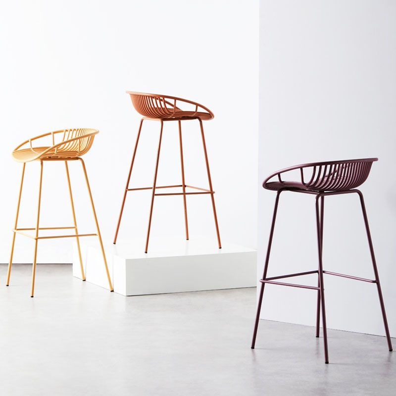 Nordic Metal Low Back Barstool Simple Indoor Tall Stool with Plastic Seat Clearhalo 'Bar Furniture' 'Bar Stools' 'bar_stools' 'furn' 'furn_bar_stools' 'furniture_bar_stools' 'Kitchen & Dining Furniture' 'kitchen&dining_furn' 'kitchen' 'kitchen_furn' Furniture' 1200x1200_93c07b6d-b6cb-4adb-8b9f-e5fc6867f19e