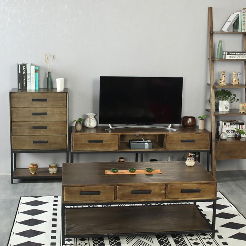 Industrial TV Media Console Solid Wood TV Stand with Drawers Clearhalo 'furn' 'furn_tv_stands_entertainment_centers' 'Furniture' 'Living Room Furniture' 'TV Stands & Entertainment Centers' 'TV Stands & Media Storage Furniture' 'tv_stands_entertainment_centers' 1200x1200_93c0bdb3-bc8c-4b65-8522-38e8697aadc1