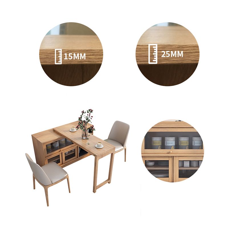 Folding Rectangle Dining Table Wood Dining Table in White and Natural