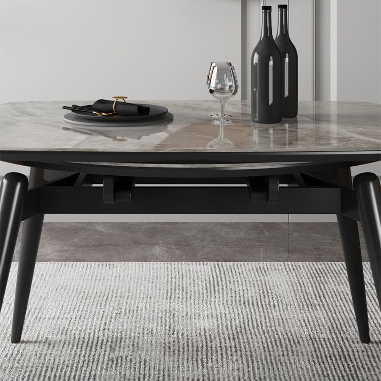 Sintered Stone Top Extendable Round Kitchen Table Modern Dining Table with 4 Legs Clearhalo ' dining_table' 'Dining Tables & Seating' 'Dining Tables' 'furn' 'furn_dining_table' 'Furniture' 'furniture_dining_table' 'Kitchen & Dining Furniture' 'kitchen&dining_furn' 'kitchen' 'kitchen_dining_table' 1200x1200_93c31cac-ee69-4b48-ab6f-b65369b59934