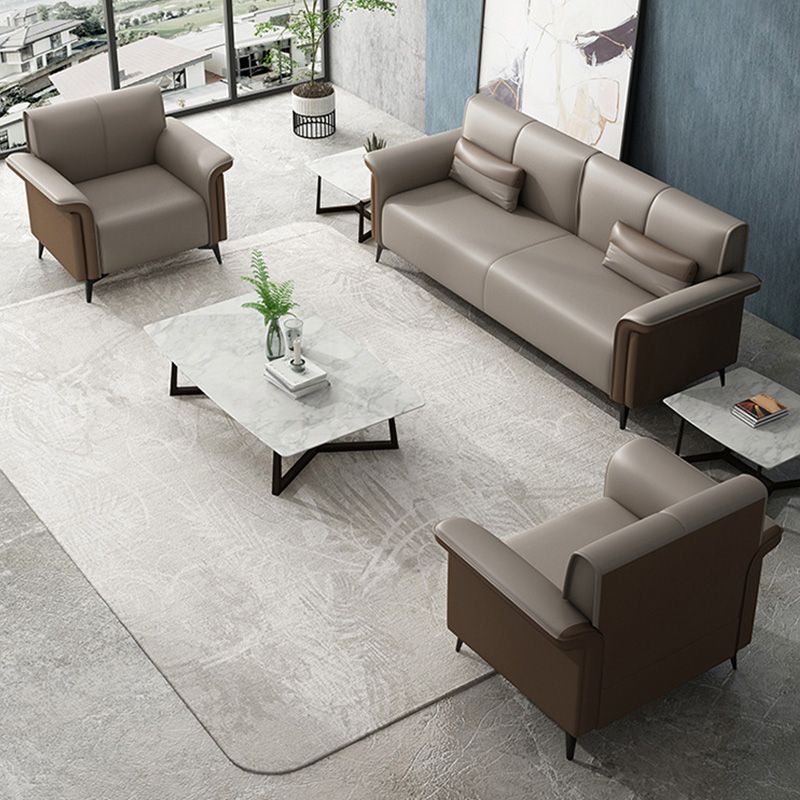 Faux Cuir évasé canapé contemporain canapé avec coussins