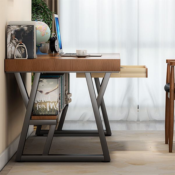 Bureau d'ordinateur en bois naturel bureau rectangulaire industriel