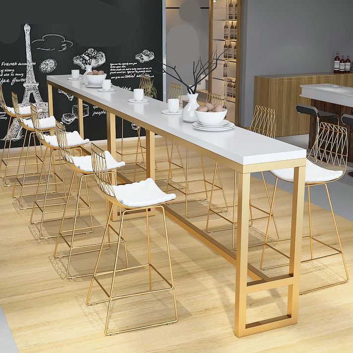Wood Bar Dining Table Glam Rectangle Bar Table with Trestle Pedestal for Cafe Clearhalo 'Bar Furniture' 'Bar Tables' 'bar_tables' 'furn' 'furn_bar_tables' 'Furniture' 'Kitchen & Dining Furniture' 1200x1200_93ca8112-ebfb-4313-ba52-a07174bf3c55