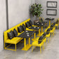 Industrial Style Dining Table Black Sintered Stone Table with Yellow Metal Base Clearhalo ' dining_table' 'Dining Tables & Seating' 'Dining Tables' 'furn' 'furn_dining_table' 'Furniture' 'furniture_dining_table' 'Kitchen & Dining Furniture' 'kitchen&dining_furn' 'kitchen' 'kitchen_dining_table' 1200x1200_93cd986a-b3cb-4992-bb48-4dd275f36fd2