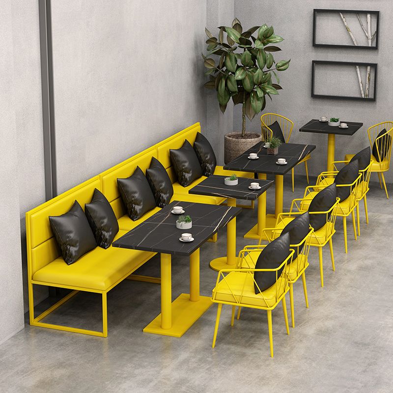 Industrial Style Dining Table Black Sintered Stone Table with Yellow Metal Base Clearhalo ' dining_table' 'Dining Tables & Seating' 'Dining Tables' 'furn' 'furn_dining_table' 'Furniture' 'furniture_dining_table' 'Kitchen & Dining Furniture' 'kitchen&dining_furn' 'kitchen' 'kitchen_dining_table' 1200x1200_93cd986a-b3cb-4992-bb48-4dd275f36fd2