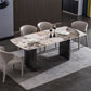 Modern Black Base Dinner Room Kitchen Table Rectangle Stone Dinette Table