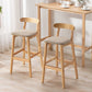 Upholstered Indoor Bar Stool Nordic Solid Wood Bar Stools with Natural Base