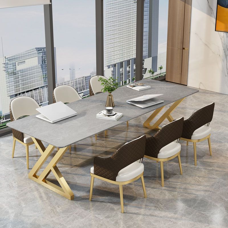 Industrial Rectangular Writing Desk Sintered Stone Office Desk with Metal Base Clearhalo 'furn' 'furn_office_desk' 'Furniture' 'Office Desks' 'Office Furniture' 'office_desk' 1200x1200_93cfde6b-e7e7-4978-a000-f9a1d78ae437