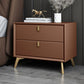 Faux Leather Night Table Glam 2-Drawer Storage Solid Wood Nightstand with Legs