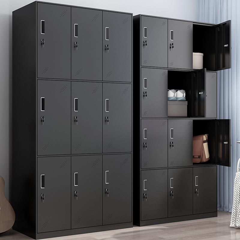 Black Metal Wardrobe Cabinet Contemporary Hinged Wardrobe Armoire Clearhalo 'Armoires & Wardrobes' 'armoires_wardrobes' 'Bedroom Furniture' 'furn' 'furn_armoires_wardrobes' 'Furniture' 1200x1200_93d4efa4-122c-4fd1-822f-b9c43f97ce14