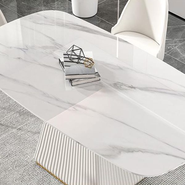 Mesa de comedor rectangular de piedra sinterizada moderna para uso doméstico