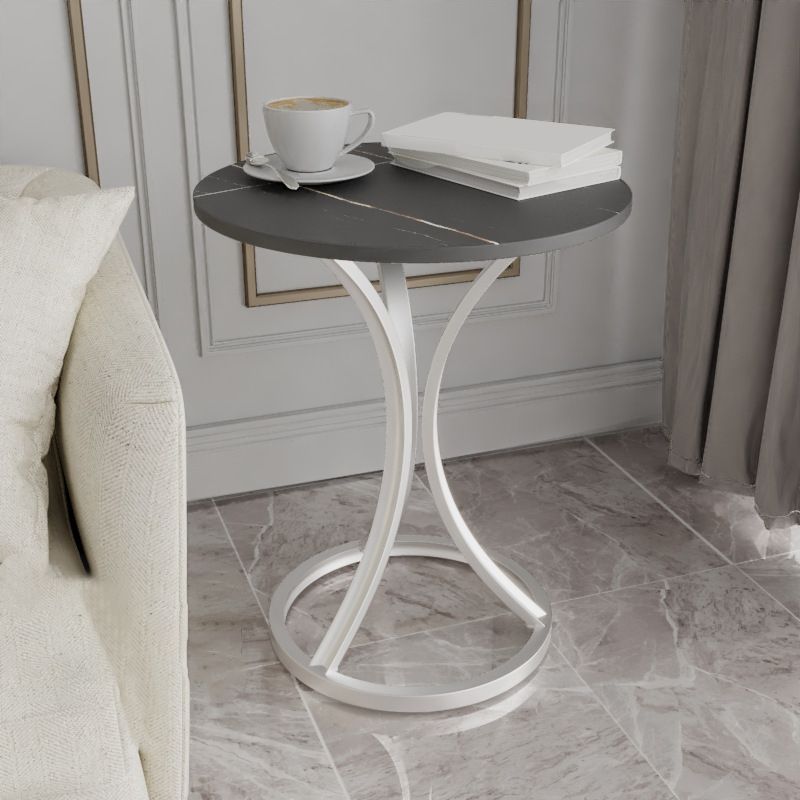 モダンスレートラウンドサイドエンドテーブルフレームベースタイプソファテーブル