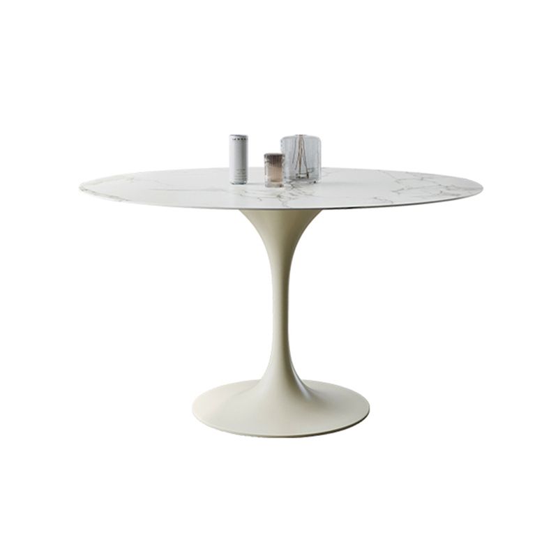 Contemporary Style Dinette Table Round Stone Furniture with Tulip Base Clearhalo ' dining_table' 'Dining Tables & Seating' 'Dining Tables' 'furn' 'furn_dining_table' 'Furniture' 'furniture_dining_table' 'Kitchen & Dining Furniture' 'kitchen&dining_furn' 'kitchen' 'kitchen_dining_table' 1200x1200_93d68df6-efe0-4caa-b23b-6592ed79cb87