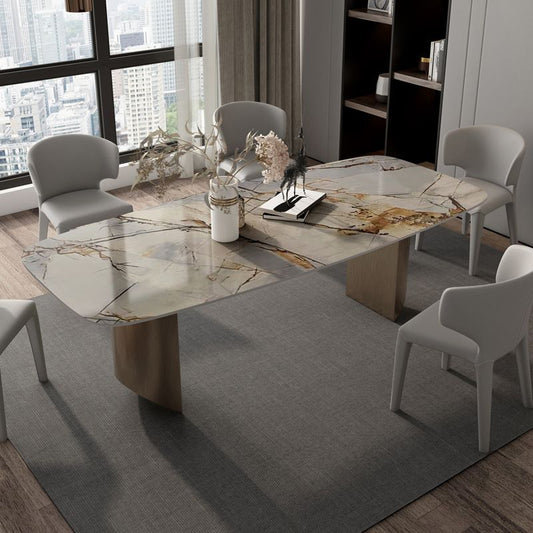 Minimalist Sintered Stone Rectangle Dining Set White Standard Dining Set for Kitchen Clearhalo 'Dining Room Sets' 'Dining Tables & Seating' 'dining_room_set' 'furn' 'furn_dining_room_set' 'Furniture' 'furniture_dining_room_set' 'Kitchen & Dining Furniture' 'kitchen&dining_furn' 'kitchen' 1200x1200_93d84f76-9dbb-463d-a5e0-feab0aad2e3f