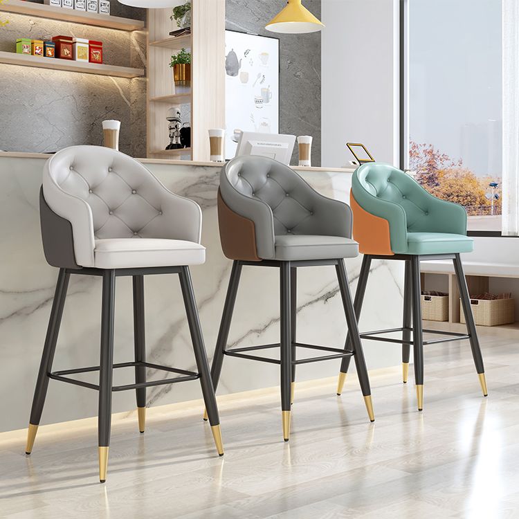 Glam Restaurant Leather Stool Matte Finish Footrest Armed Barstool Clearhalo 'Bar Furniture' 'Bar Stools' 'bar_stools' 'furn' 'furn_bar_stools' 'Furniture' 'furniture_bar_stools' 'Kitchen & Dining Furniture' 1200x1200_93d905dd-fb70-468f-a070-08c245443738